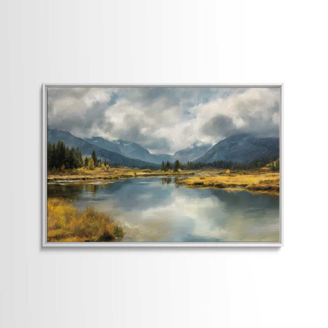 Mountain Lake with Sparkling Reflections Canvas Print, Impressionist Art, Luxury Decor, Living Room Decor, Fine Art, Impression, IMP-3x2-76