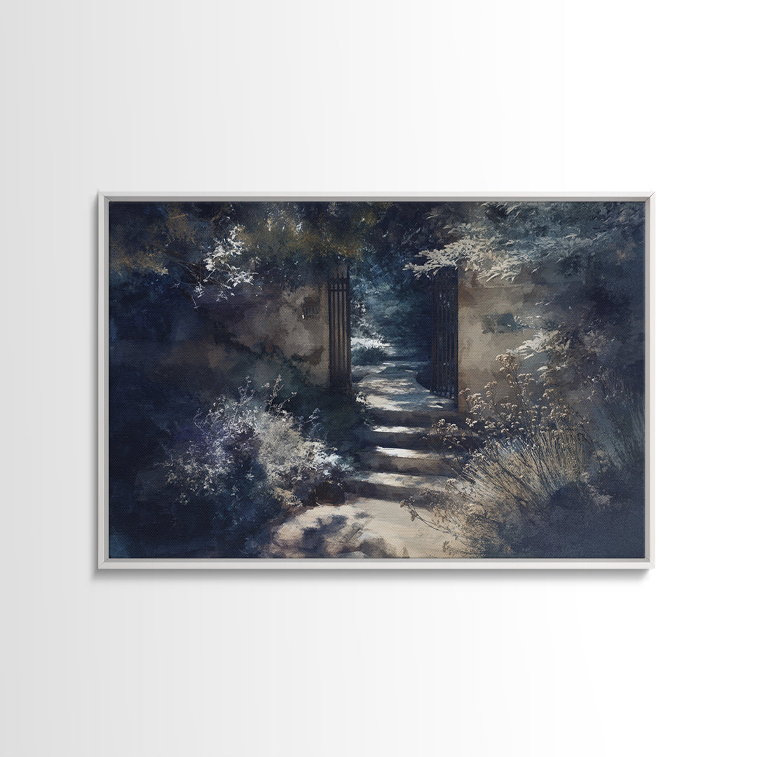 Garden Path Covered Framed Canvas Print, Impressionist Art, Flower Print, Living Room Decor, Watercolor Art, Impression, IMP-3x2-78