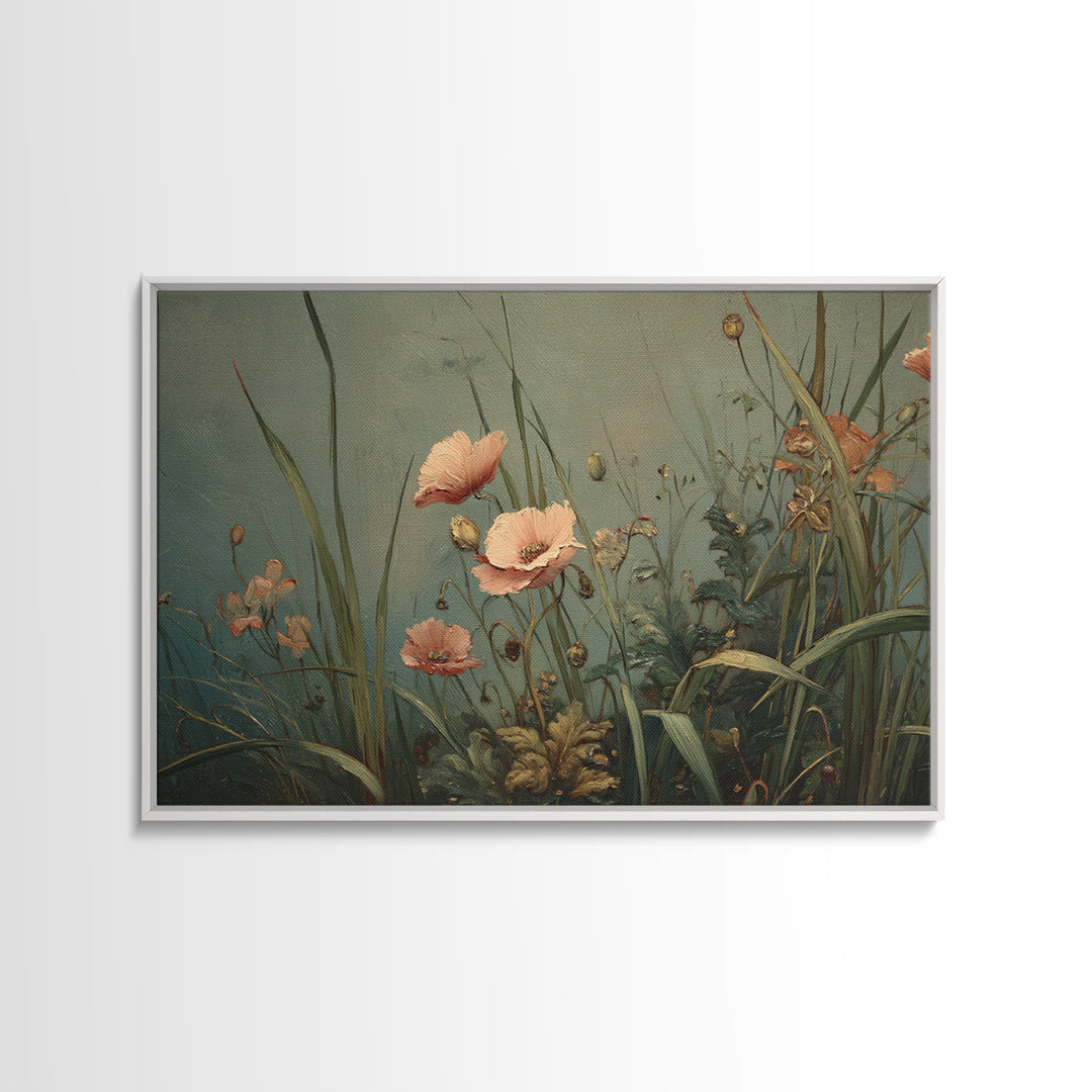 Poppies Blowing Through Green Grass Canvas Print, Impressionist Art, Painting, Living Room Decor, Fine Art, Impression, IMP-3x2-88