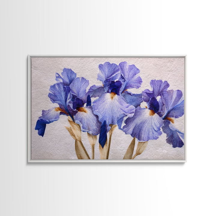 Iris Garden with Blue Violet Strokes Canvas Print, Impressionist Art, Printable Wall Art, Living Room Decor, Impression, IMP-3x2-96
