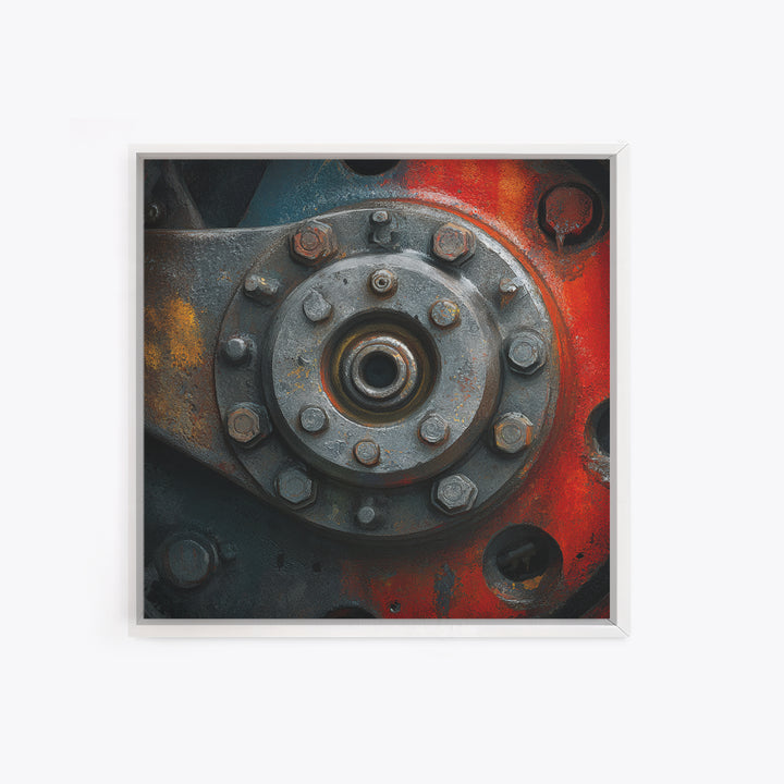 Steam Locomotive Wheel Closeup Canvas Print, Industrial Art, Modern Decor, Living Room Decor, Oil Painting, Foundry, Wall Decor, IND-1x1-30