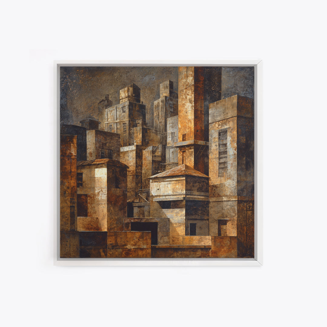 Industrial City Skyline Canvas Print, Industrial Art, Printables, Living Room Decor, Abstract Art, Foundry, Industrial Decor, IND-1x1-36