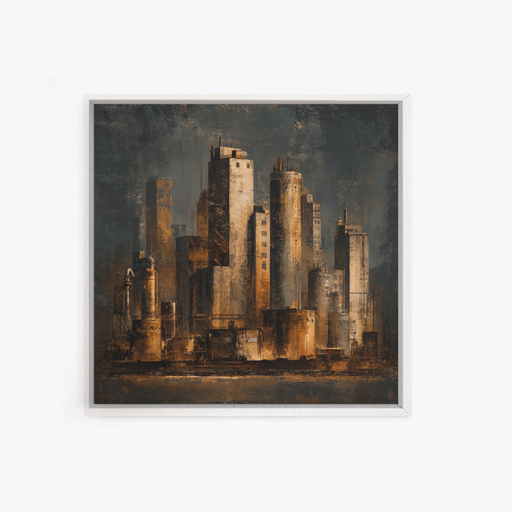 Industrial City Skyline Canvas Print, Industrial Art, Modern Art, Living Room Decor, Abstract Art, Foundry, Modern Decor, IND-1x1-60