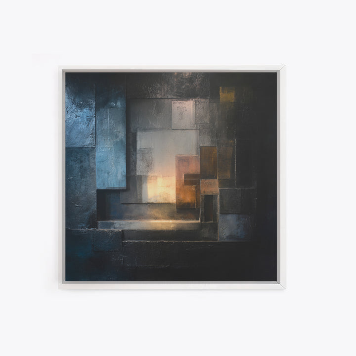 Abstract Smoke and Steel Shapes Framed Canvas Print, Industrial Art, Contemporary Art, Living Room Decor, Fine Art, Foundry, IND-1x1-72