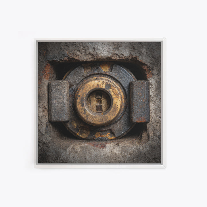 Steam Locomotive Wheel Closeup Framed Canvas Print, Industrial Art, Room Decor, Living Room Decor, Fine Art, Foundry, IND-1x1-78