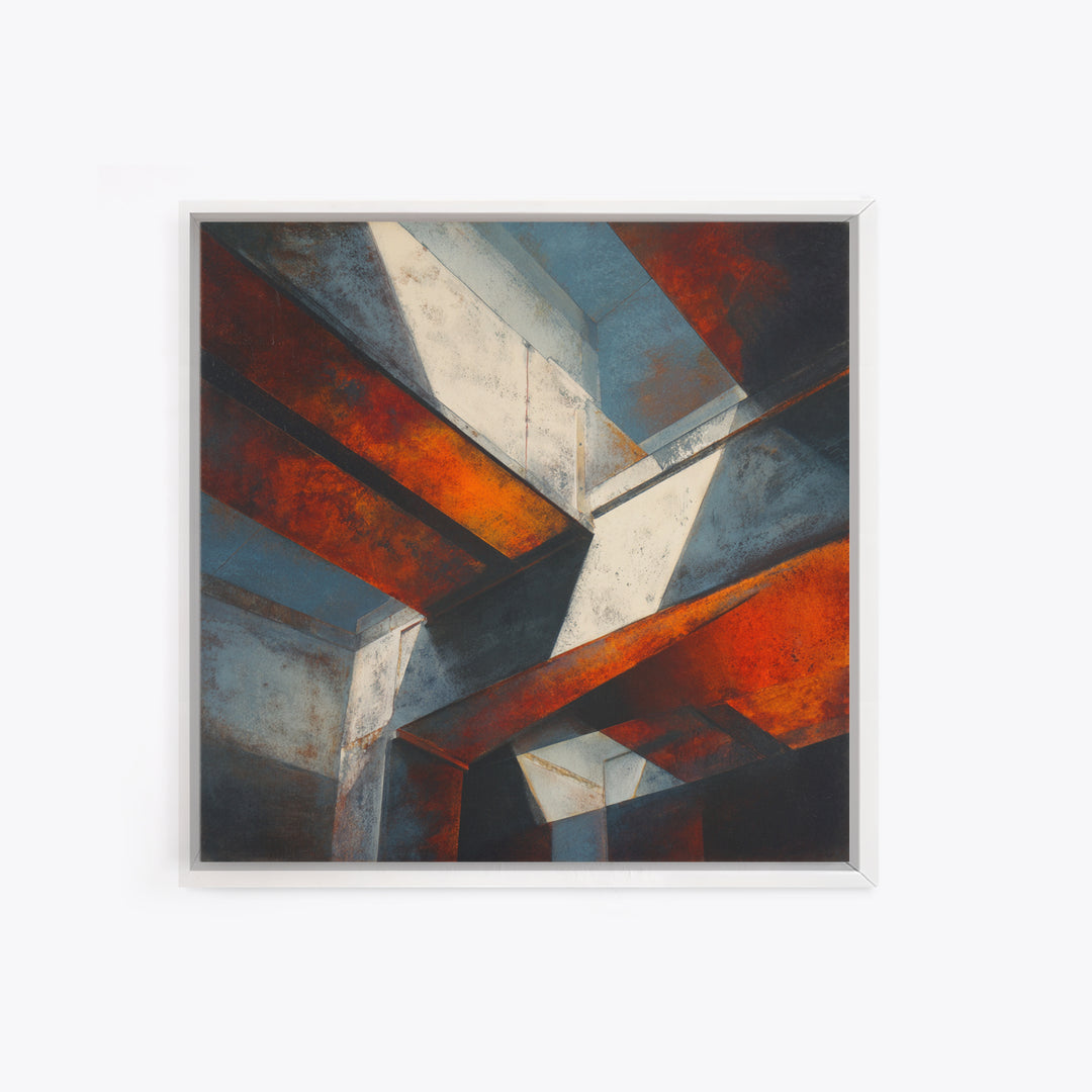 Steel Beams Crossing Like Abstract Lines Canvas Print, Industrial Art, Digital Prints, Living Room Decor, Abstract Art, Foundry, IND-1x1-89