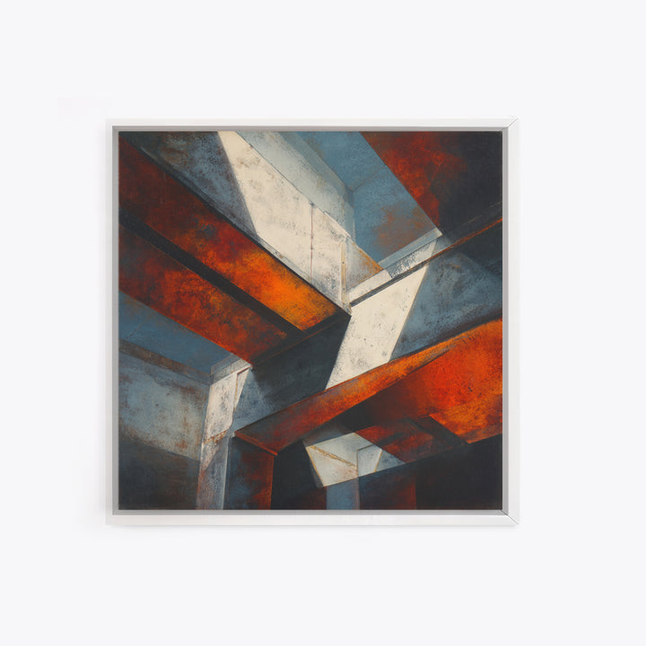 Steel Beams Crossing Like Abstract Lines Canvas Print, Industrial Art, Digital Prints, Living Room Decor, Abstract Art, Foundry, IND-1x1-89