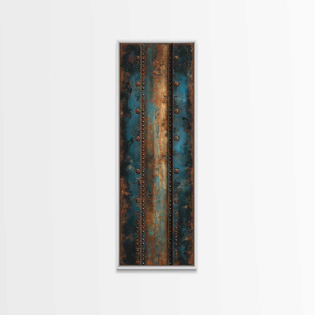 Riveted Metal Panel Texture Study Canvas Print, Industrial Art, Black and White Art, Living Room Decor, Fine Art, Foundry, IND-1x3-10