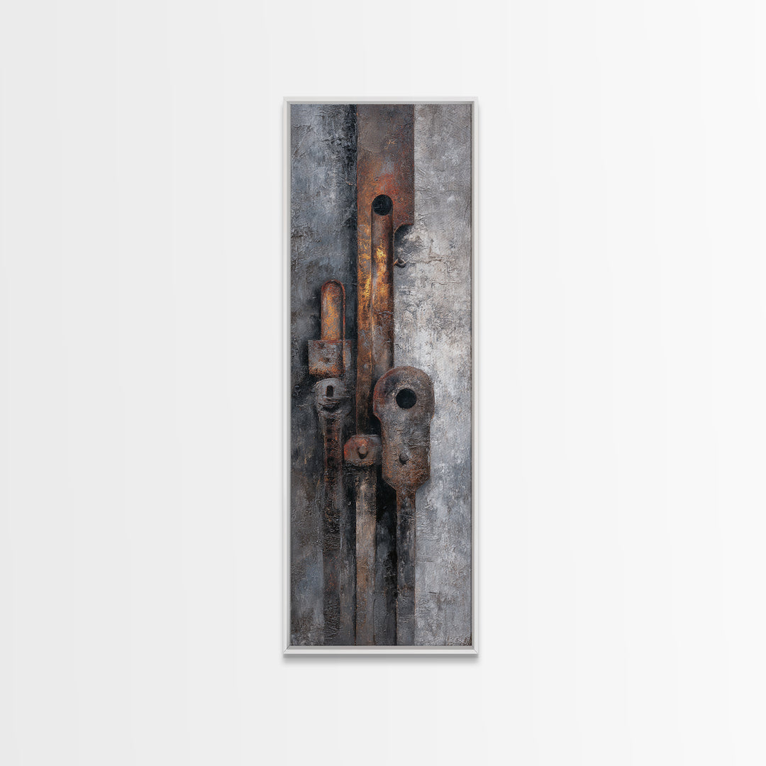 Abstract Smoke and Steel Shapes Canvas Print, Industrial Art, Printables, Living Room Decor, Abstract Art, Foundry, IND-1x3-12