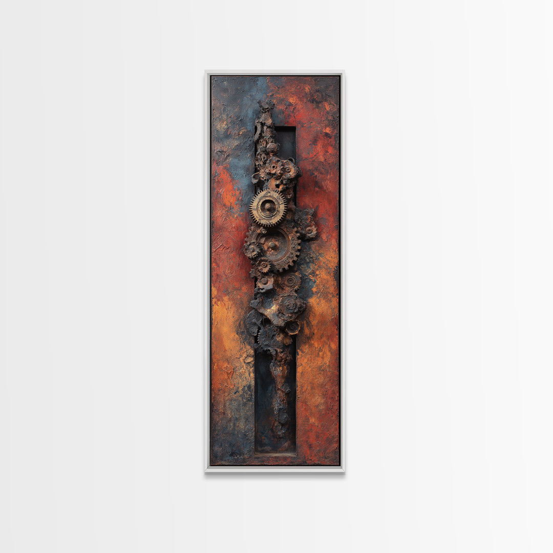 Rusted Gears Arranged as Sculptural Still Life Canvas Print, Industrial Art, Digital Prints, Living Room Decor, Foundry, IND-1x3-37