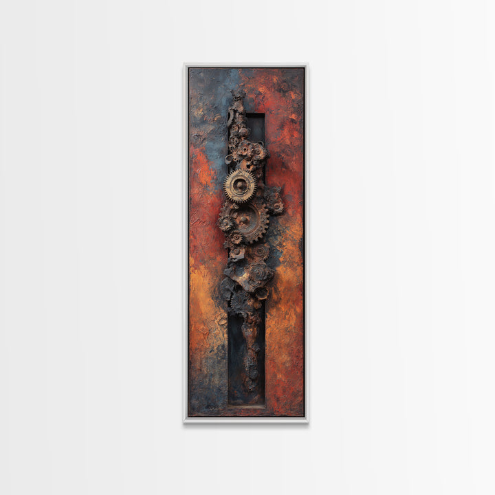 Rusted Gears Arranged as Sculptural Still Life Canvas Print, Industrial Art, Digital Prints, Living Room Decor, Foundry, IND-1x3-37