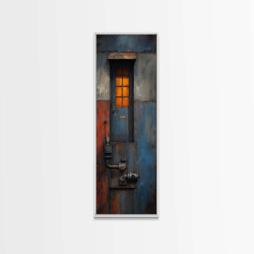 Old Factory Window Framed Canvas Print, Industrial Art, Minimalist Decor, Living Room Decor, Fine Art, Foundry, Wall Hanging, IND-1x3-62