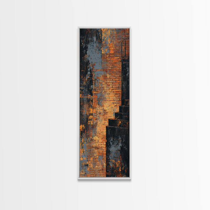 Exposed Brick Texture Abstract Framed Canvas Print, Industrial Art, Contemporary Art, Living Room Decor, Abstract Art, Foundry, IND-1x3-64