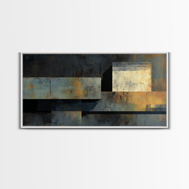 Concrete Wall Abstract Framed Canvas Print, Industrial Art, Printable Art, Living Room Decor, Abstract Art, Foundry, IND-2x1-29