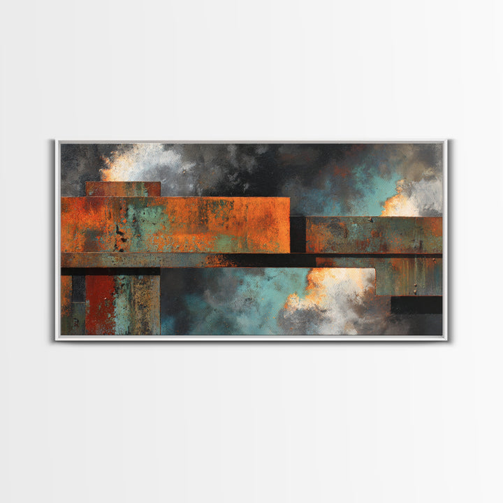 Steel Beams Crossing Like Abstract Lines Canvas Print, Industrial Art, Black and White Wall Art, Living Room Decor, Foundry, IND-2x1-61