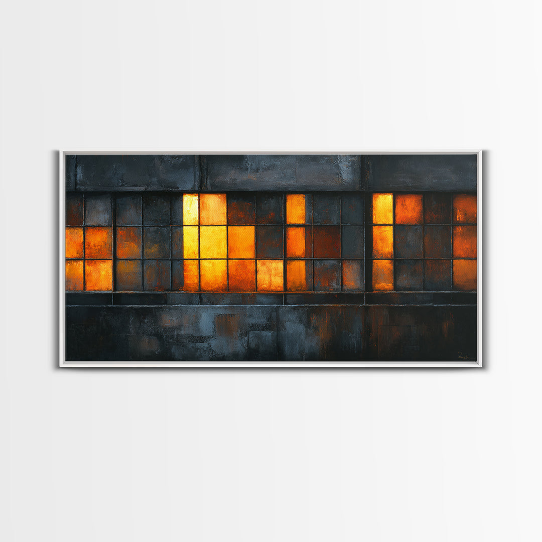 Old Factory Window Canvas Print, Industrial Art, Original Art, Living Room Decor, Fine Art, Foundry, Steampunk Decor, IND-2x1-94