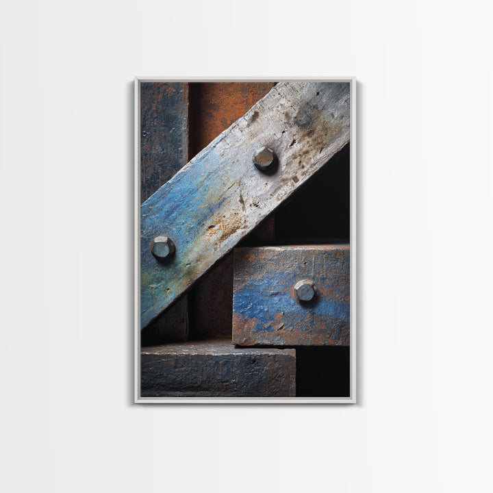 Steel Beams Crossing Like Abstract Lines Framed Canvas Print, Industrial Art, Printable Art, Living Room Decor, Foundry, IND-2x3-1
