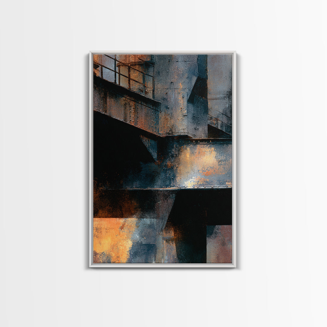 Urban Rail Yard Canvas Print, Industrial Art, Abstract Wall Art, Living Room Decor, Watercolor Art, Foundry, IND-2x3-29