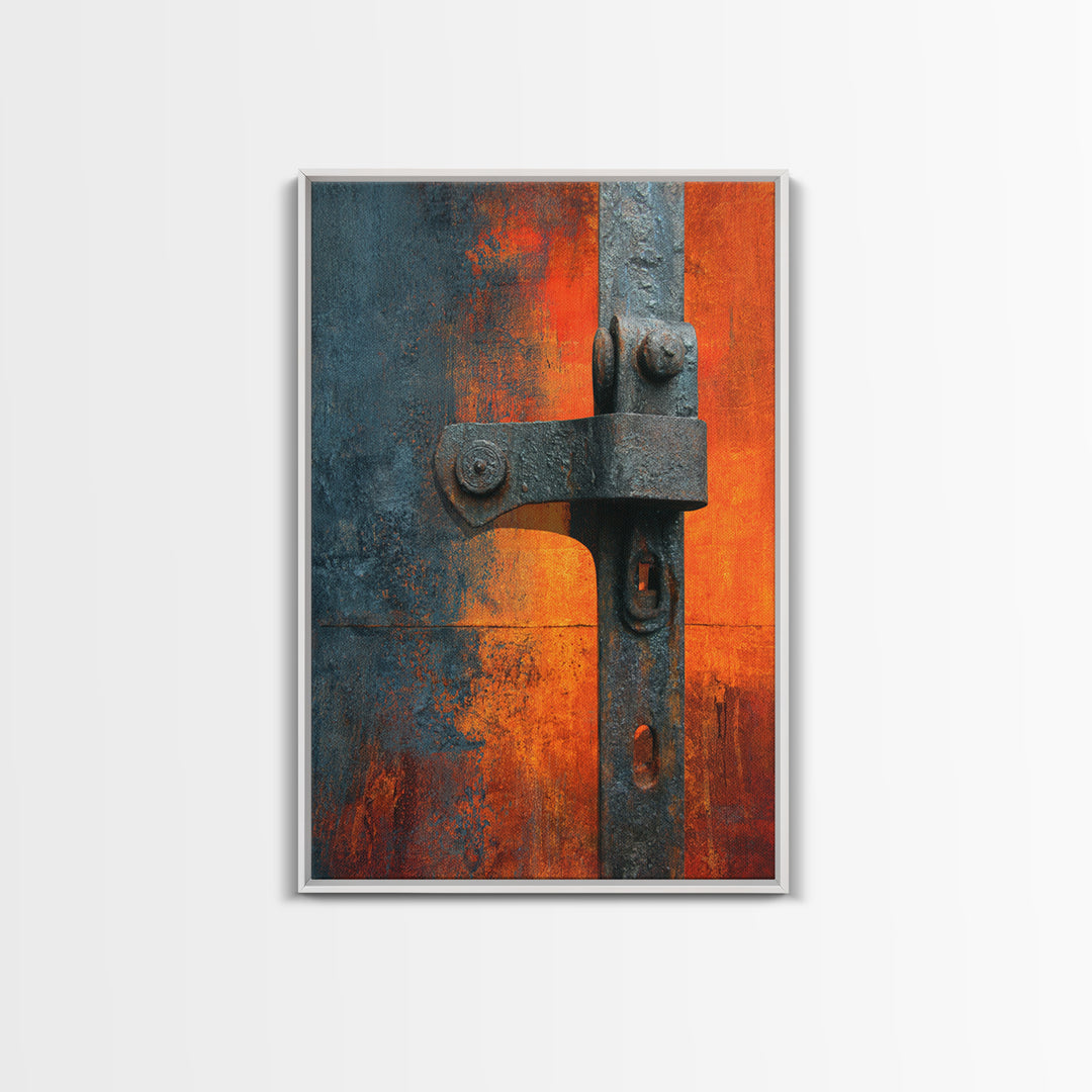 Riveted Metal Panel Texture Study Framed Canvas Print, Industrial Art, Wall Decor, Living Room Decor, Fine Art, Foundry, IND-2x3-30