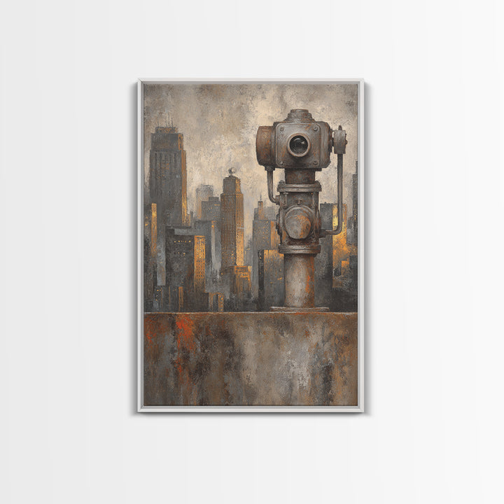 Industrial City Skyline Framed Canvas Print, Industrial Art, Living Room Decor, Abstract Art, Foundry, Abstract Wall Art, IND-2x3-44