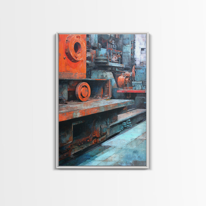 Urban Rail Yard Canvas Print, Industrial Art, Abstract Wall Art, Living Room Decor, Watercolor Art, Foundry, IND-2x3-5