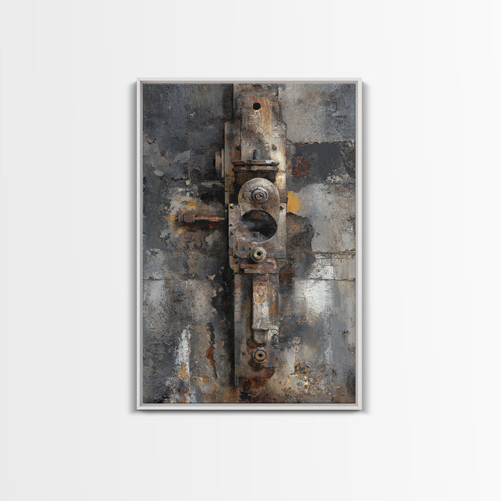 Abstract Smoke and Steel Shapes Framed Canvas Print, Industrial Art, Art Prints, Living Room Decor, Fine Art, Foundry, IND-2x3-56
