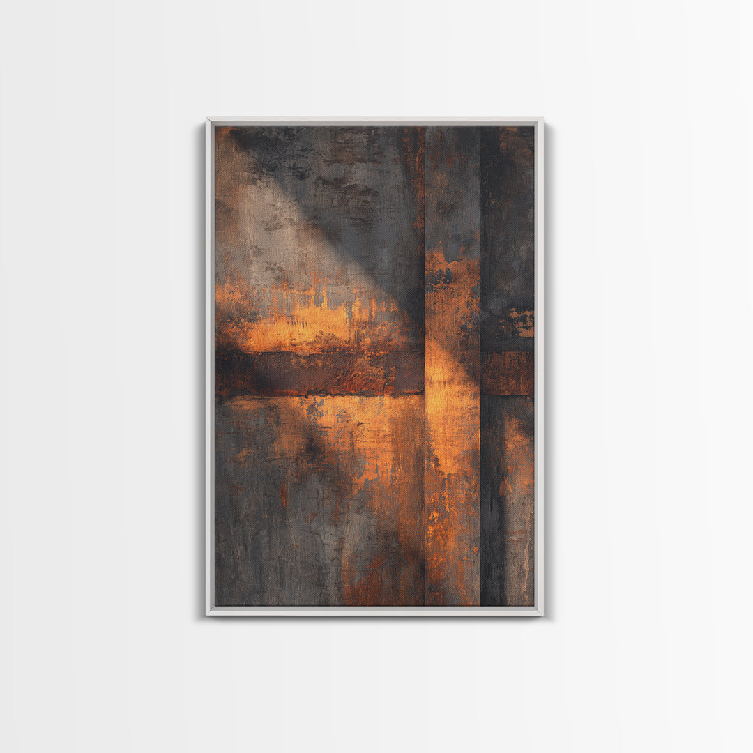 Exposed Brick Texture Abstract Framed Canvas Print, Industrial Art, Abstract Painting, Living Room Decor, Abstract Art, Foundry, IND-2x3-60
