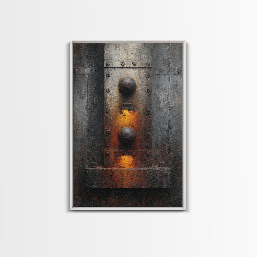 Riveted Metal Panel Texture Study Framed Canvas Print, Industrial Art, Printable Art, Living Room Decor, Fine Art, Foundry, IND-2x3-78