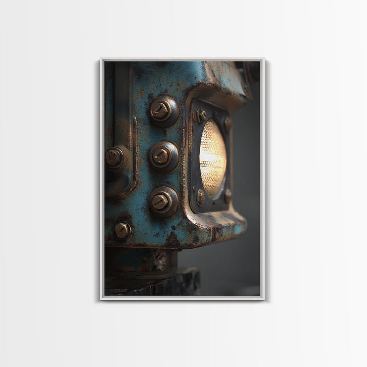 Industrial Lamp with Warm Glow Canvas Print, Industrial Art, Steampunk Decor, Living Room Decor, Foundry, Luxury Decor, IND-2x3-79