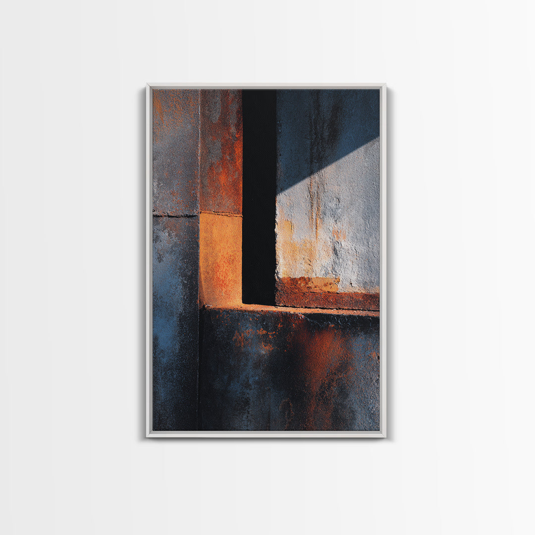 Abstract Smoke and Steel Shapes Framed Canvas Print, Industrial Art, Metal Art, Living Room Decor, Abstract Art, Foundry, IND-2x3-80
