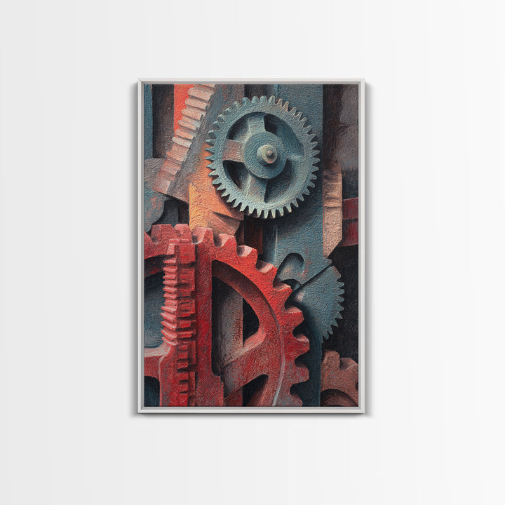 Rusted Gears Arranged as Sculptural Still Life Canvas Print, Industrial Art, Black and White Wall Art, Living Room Decor, IND-2x3-9