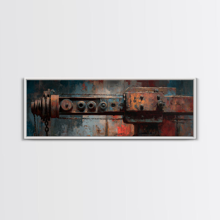 Warehouse Crane Silhouette Canvas Print, Industrial Art, Abstract Wall Art, Living Room Decor, Foundry, Black and White Art, IND-3x1-71