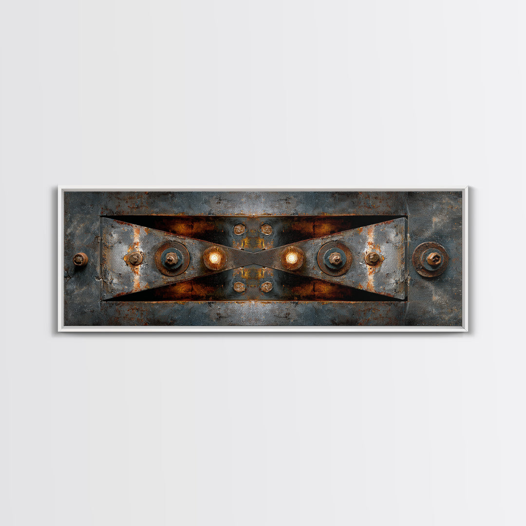 Steel Beams Crossing Like Abstract Lines Framed Canvas Print, Industrial Art, Living Room Art, Living Room Decor, Foundry, IND-3x1-9