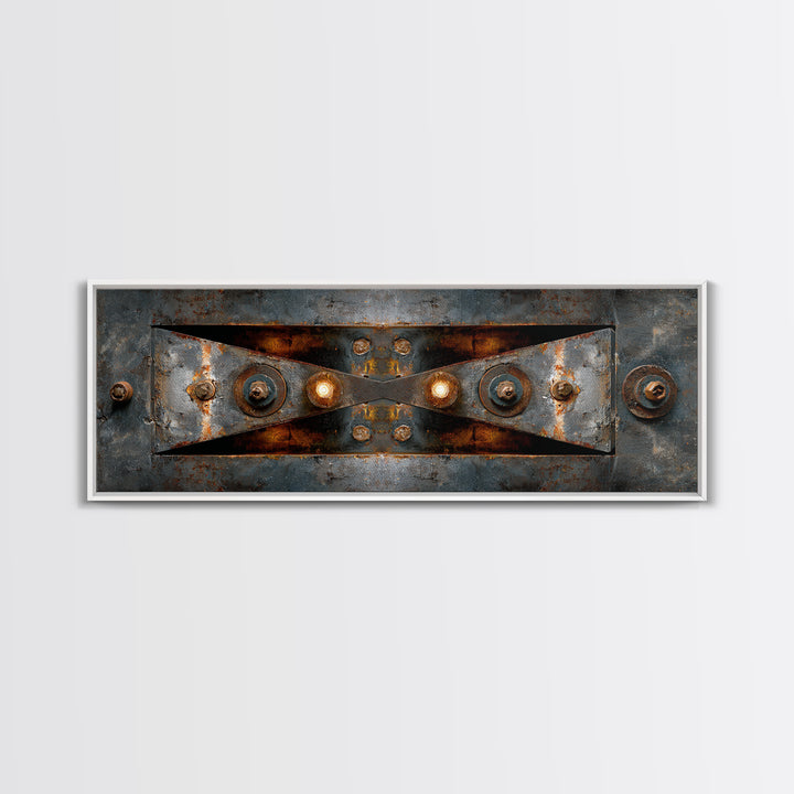 Steel Beams Crossing Like Abstract Lines Framed Canvas Print, Industrial Art, Living Room Art, Living Room Decor, Foundry, IND-3x1-9