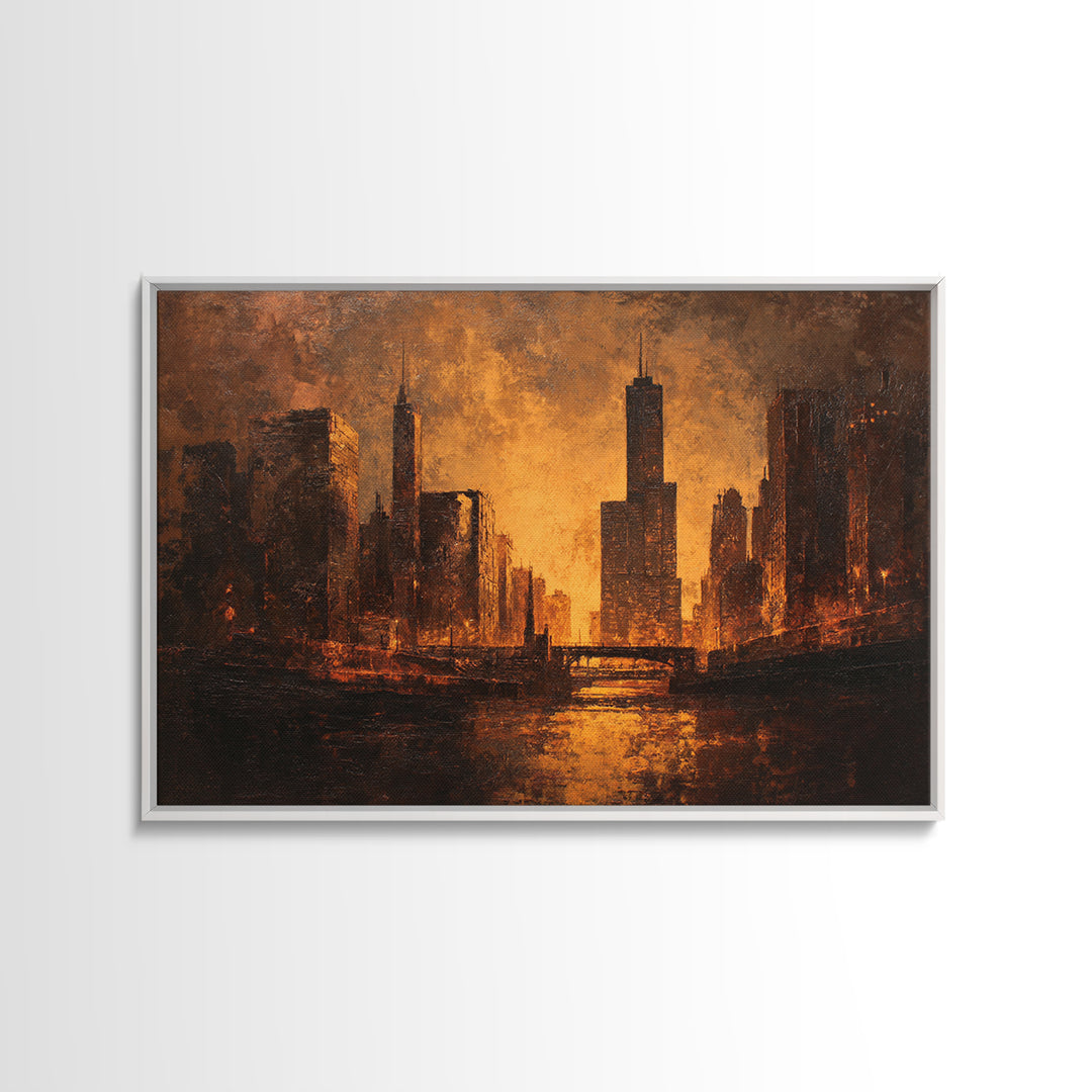 Industrial City Skyline Canvas Print, Industrial Art, Modern Decor, Living Room Decor, Abstract Art, Foundry, Wall Decor, IND-3x2-16