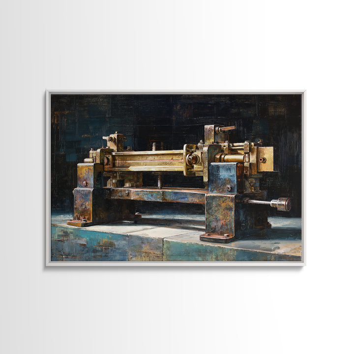 Brass Gauge and Machinery Still Life Canvas Print, Industrial Art, Neutral Decor, Living Room Decor, Fine Art, Foundry, IND-3x2-17