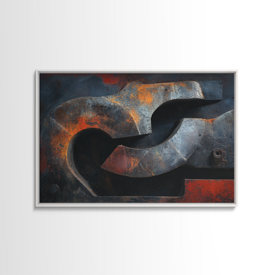 Abstract Smoke and Steel Shapes Canvas Print, Industrial Art, Boho Decor, Living Room Decor, Fine Art, Foundry, Digital Prints, IND-3x2-52