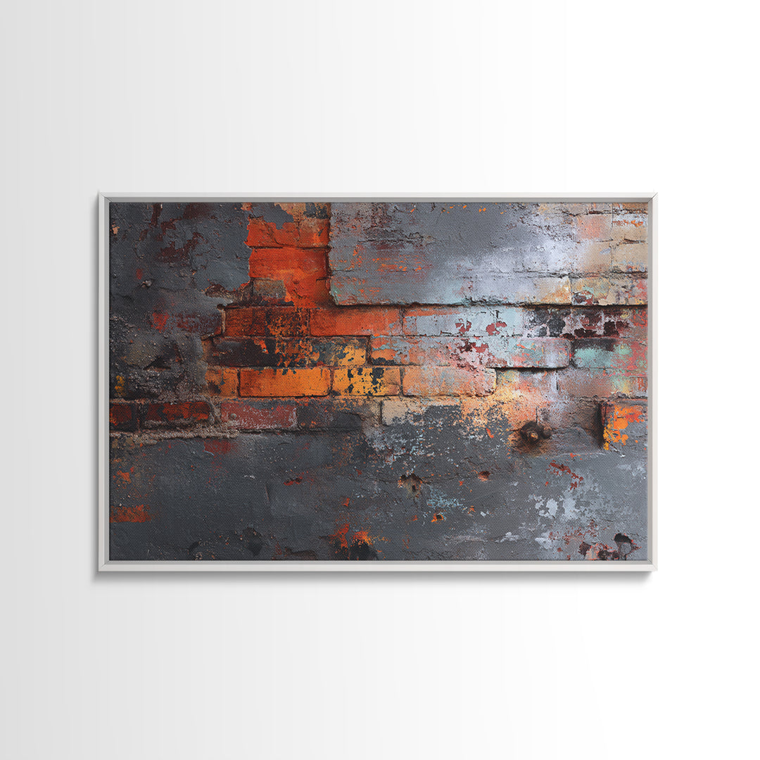 Exposed Brick Texture Abstract Canvas Print, Industrial Art, Digital Prints, Living Room Decor, Abstract Art, Foundry, IND-3x2-56