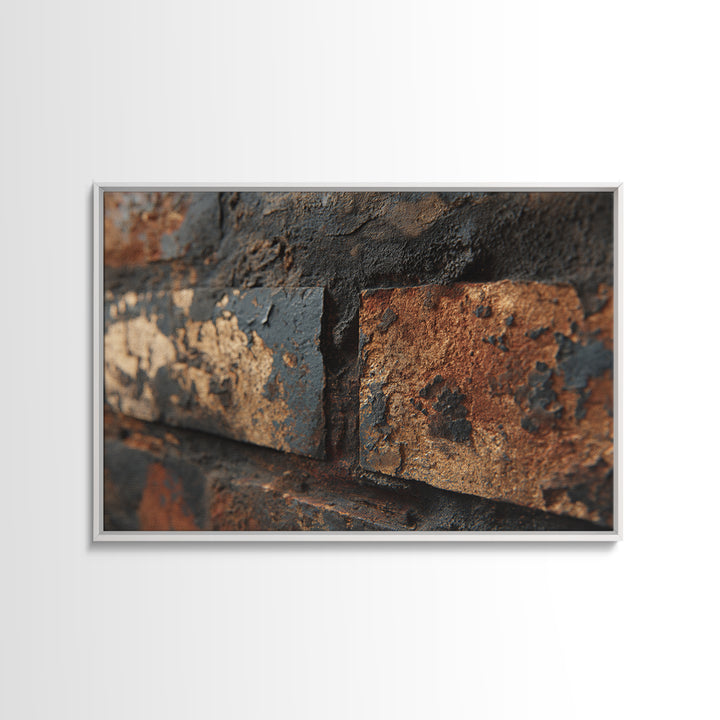 Exposed Brick Texture Abstract Framed Canvas Print, Industrial Art, Gallery Decor, Living Room Decor, Fine Art, Foundry, IND-3x2-8