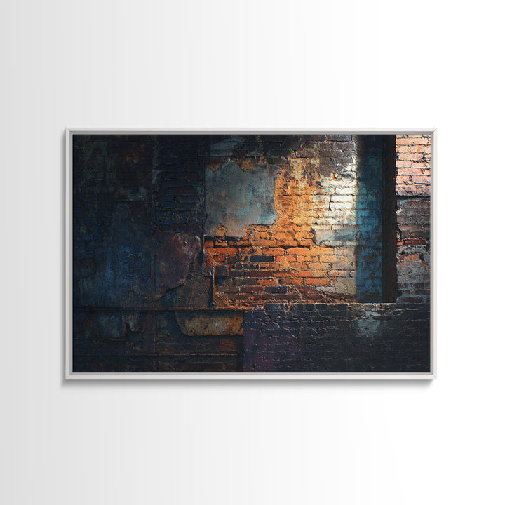 Exposed Brick Texture Abstract Framed Canvas Print, Industrial Art, Wall Hanging, Living Room Decor, Abstract Art, Foundry, IND-3x2-80
