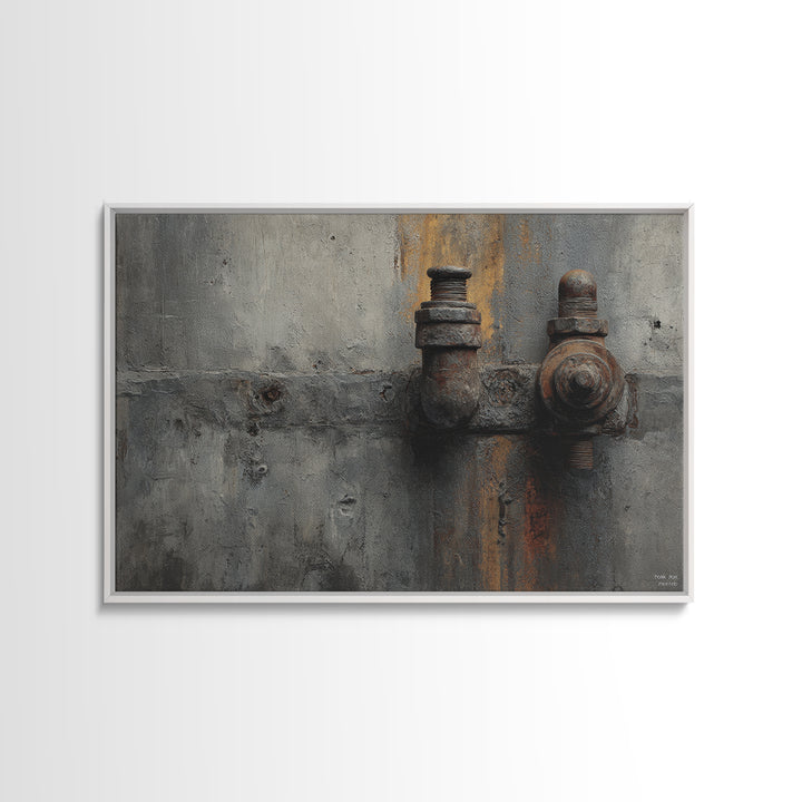 Concrete Wall Abstract Framed Canvas Print, Industrial Art, Wall Art, Living Room Decor, Abstract Art, Foundry, Original Art, IND-3x2-85