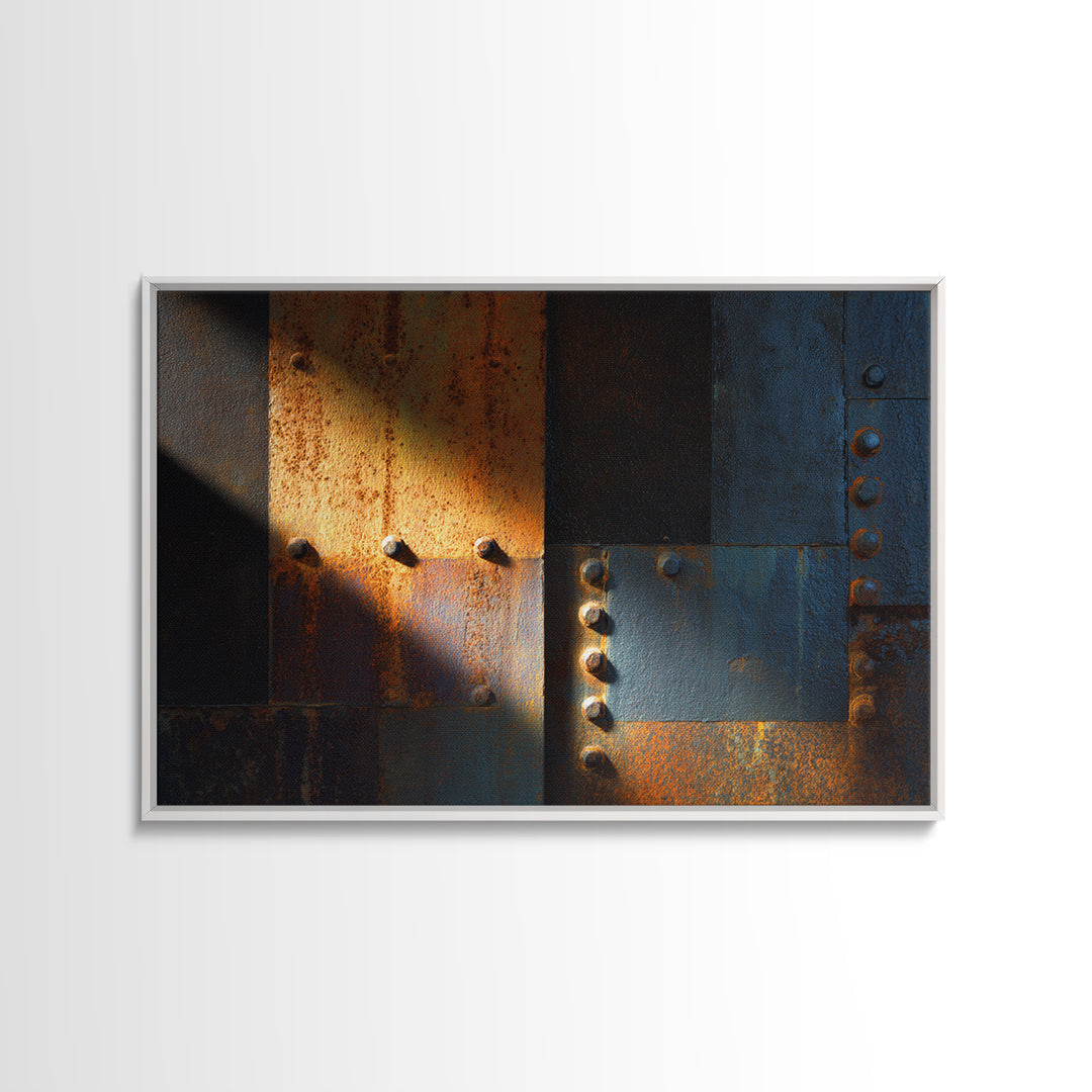 Riveted Metal Panel Texture Study Canvas Print, Industrial Art, Modern Decor, Living Room Decor, Fine Art, Foundry, Wall Decor, IND-3x2-98