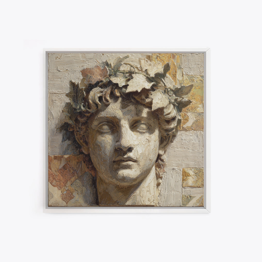Classic Roman Statue Bust Framed Canvas Print, Italian Villa Art, Oil Painting, Living Room Decor, Villa, Farmhouse Wall Art, IVA-1x1-12