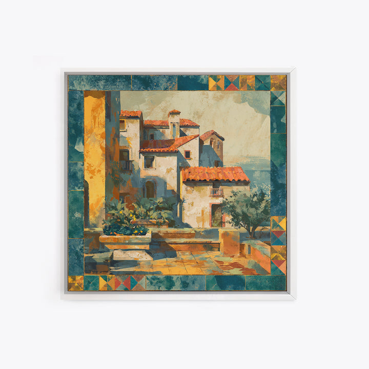 Amalfi Coast Cliffs Canvas Print, Italian Villa Art, Coastal Wall Art, Living Room Decor, Watercolor Art, Villa, IVA-1x1-13
