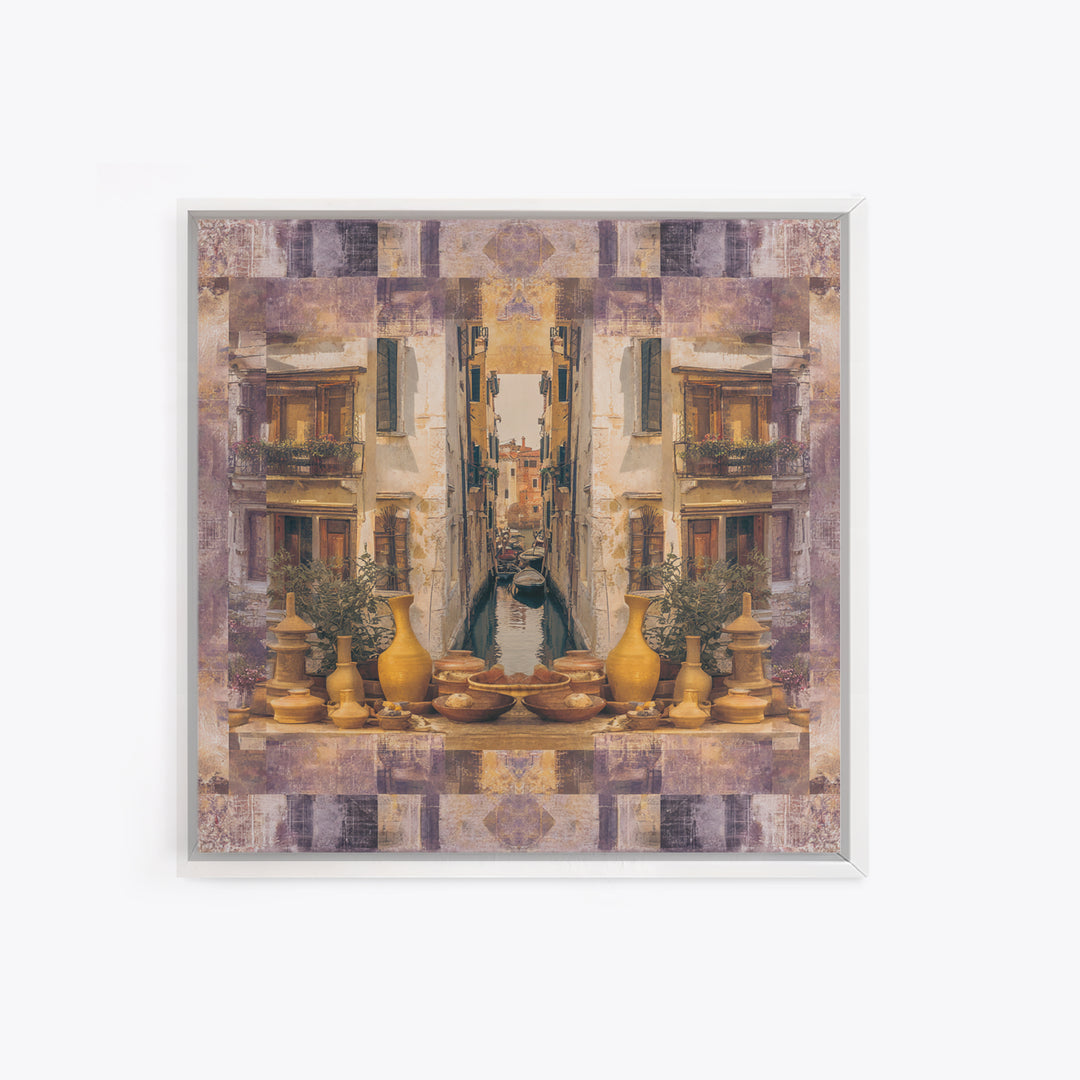 Venetian Canal Reflection Without City Crowd Canvas Print, Italian Villa Art, Large Wall Art, Living Room Decor, Villa, IVA-1x1-20