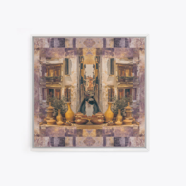 Venetian Canal Reflection Without City Crowd Canvas Print, Italian Villa Art, Large Wall Art, Living Room Decor, Villa, IVA-1x1-20