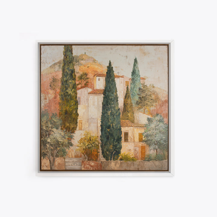 Tuscan Hillside with Cypress Trees and Golden Canvas Print, Italian Villa Art, Living Room Art, Living Room Decor, Villa, IVA-1x1-25