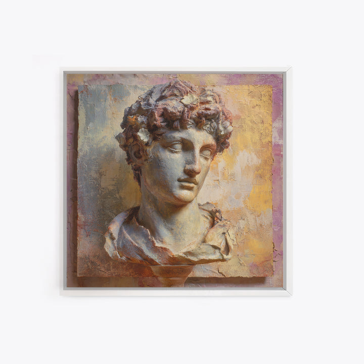 Classic Roman Statue Bust Canvas Print, Italian Villa Art, Living Room Decor, Watercolor Art, Villa, Living Room Art, IVA-1x1-36