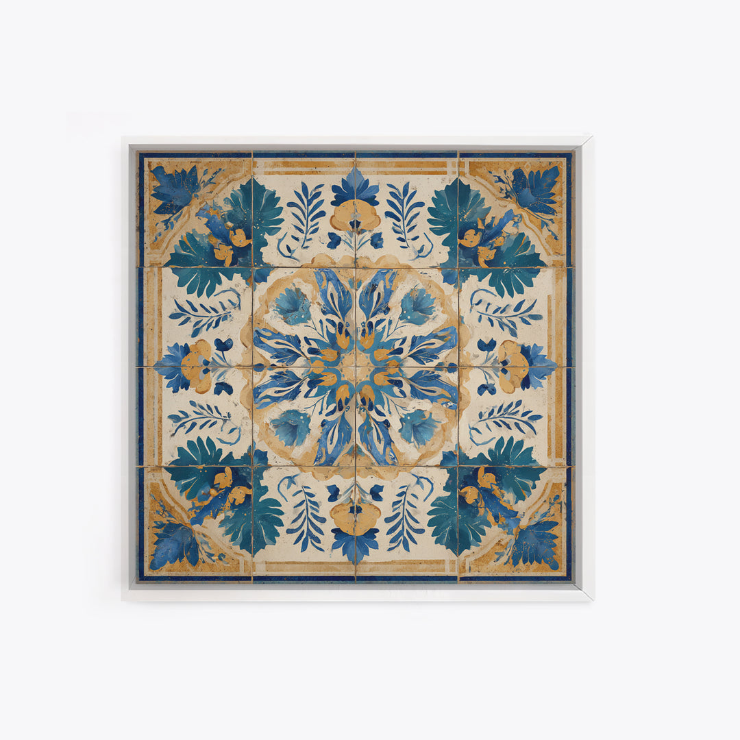 Italian Tile Pattern Framed Canvas Print, Italian Villa Art, Digital Download Art, Living Room Decor, Fine Art, Villa, IVA-1x1-41