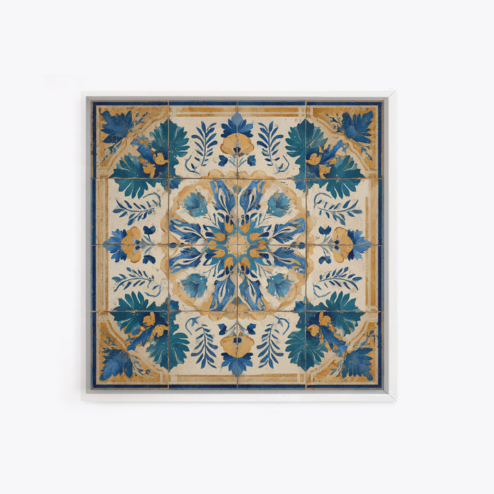 Italian Tile Pattern Framed Canvas Print, Italian Villa Art, Digital Download Art, Living Room Decor, Fine Art, Villa, IVA-1x1-41